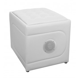 Dynabass - SOFA SOUND WHITE - Pouf musical Bluetooth sans fil - 10W - Batterie rechargeable intégrée